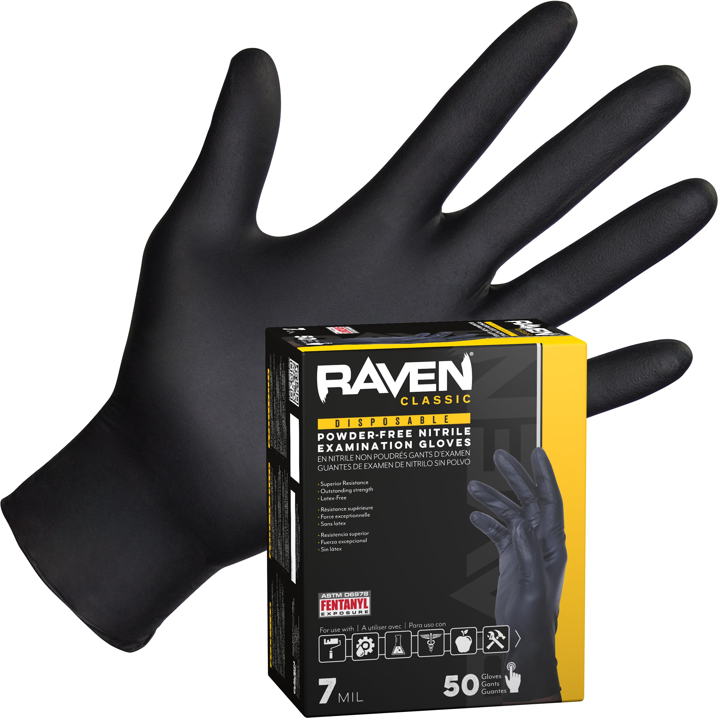 SAS Safety 66517-01 Raven Powder-Free Exam Grade Nitrile - 6 mil